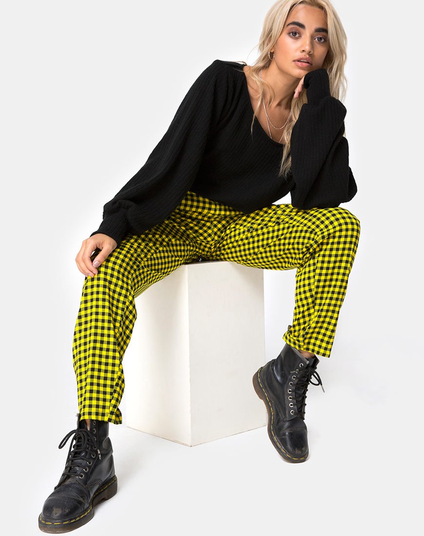 Image of Dastan Hose in Medium Gingham Gelb