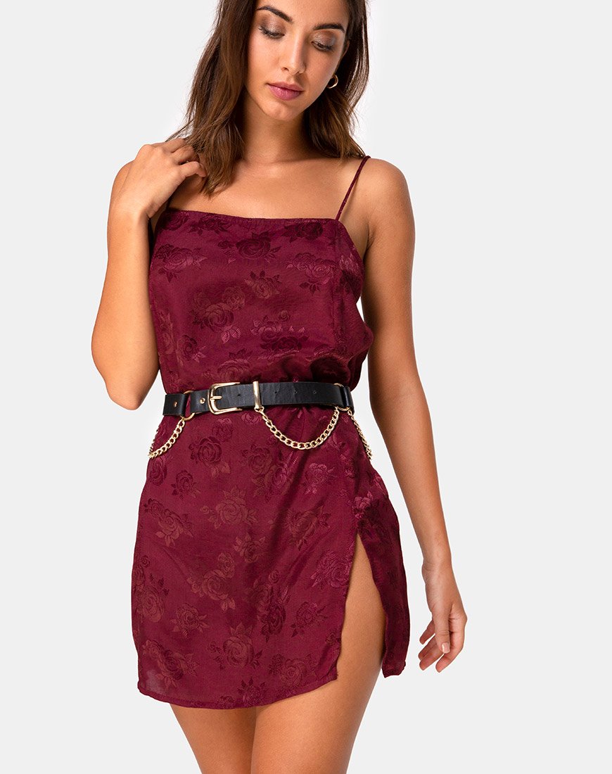 Datista Slip-Kleid aus Satin Rose Burgundy