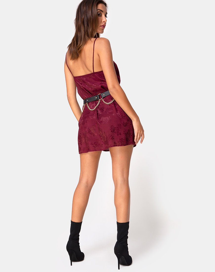 Image of Datista Slip Dress in Satin Rose Burgundy