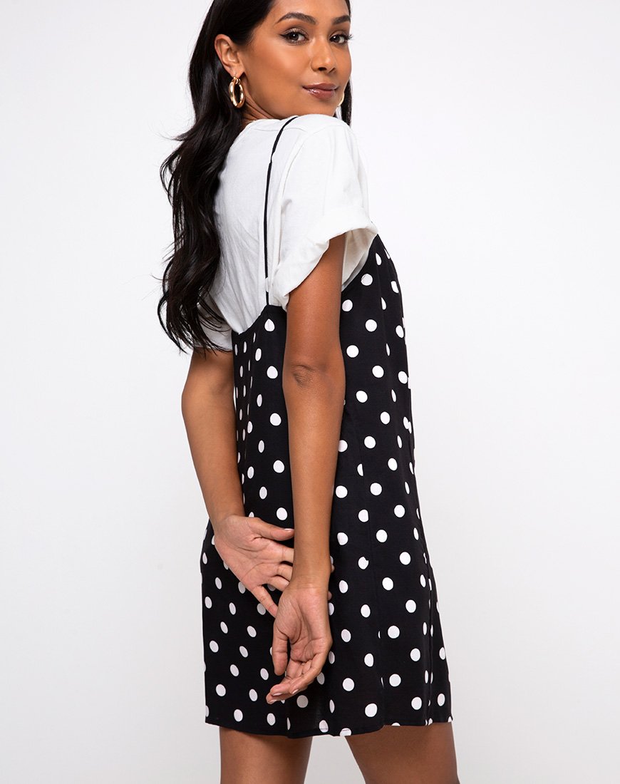 Image of Datista Slip Dress in 80s Polka Schwarz