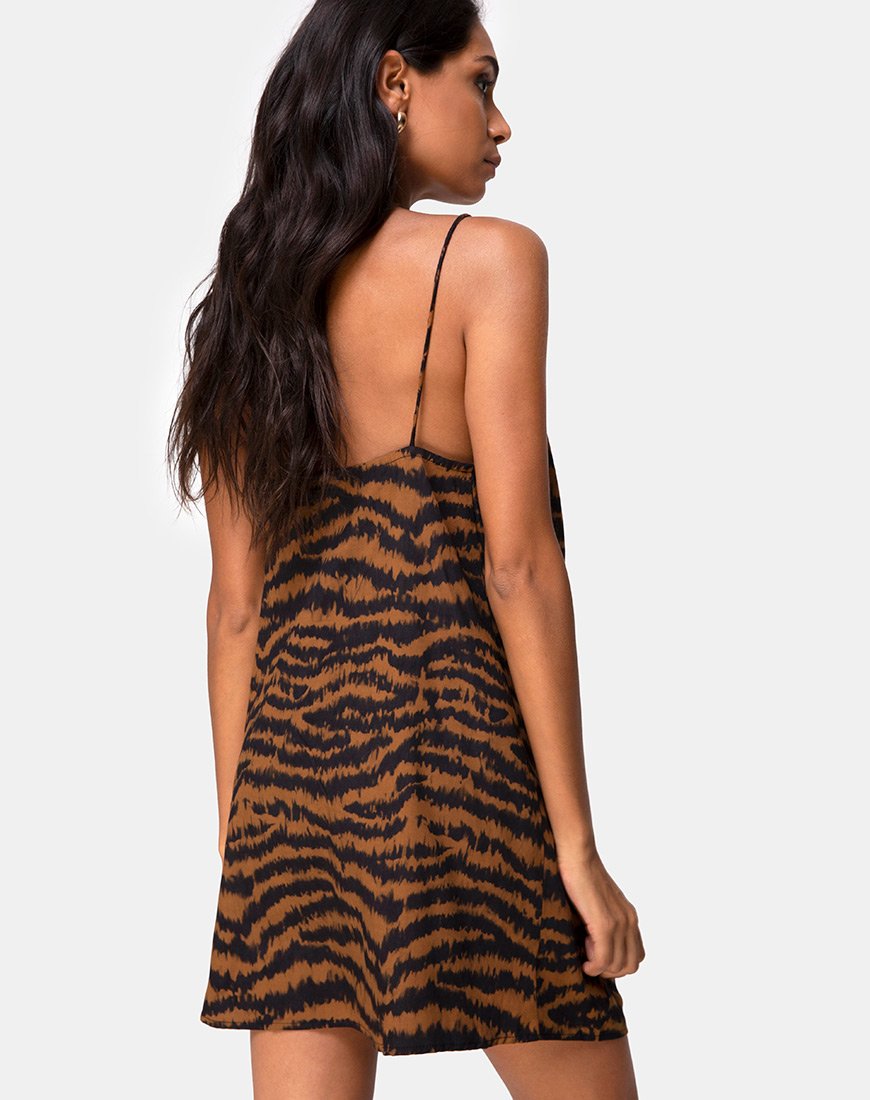 Image of Datista Slip Dress in Animal Drip Braun
