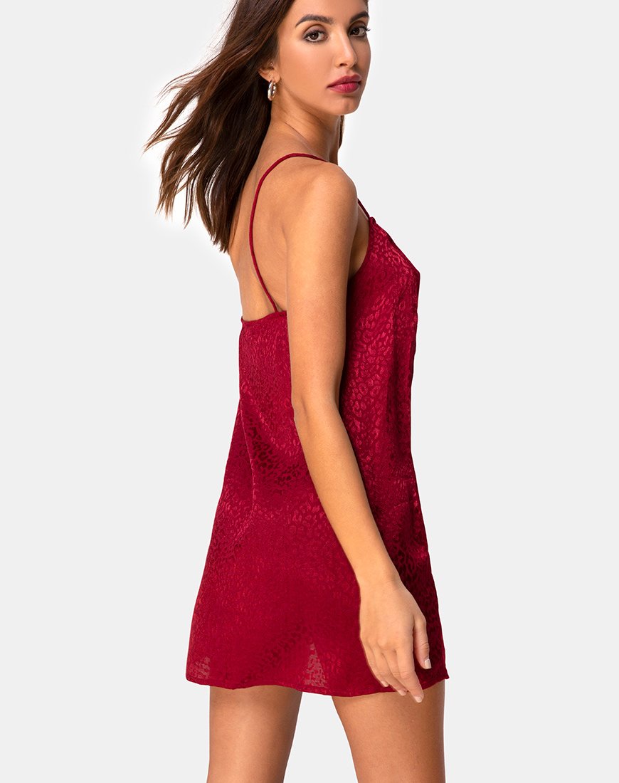 Datista Slip-Kleid aus Satin Cheetah Himbeere