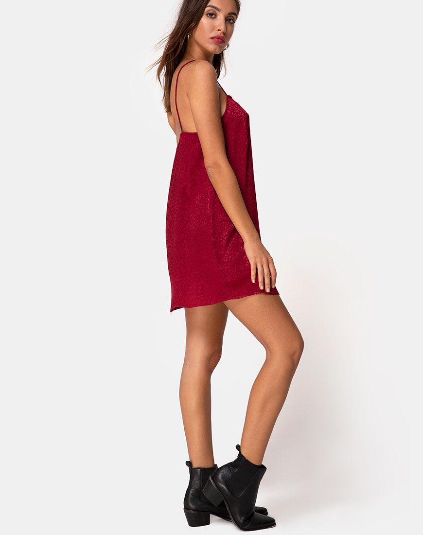 Image of Datista Slip Kleid aus Satin Cheetah Himbeere