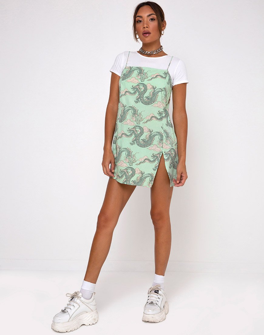 Bild von Datista Slip Dress in Chinese Dragon Neo Mint