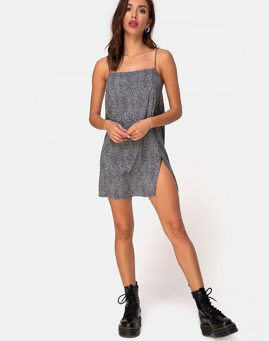 Image of Datista Slip Dress in Ditsy Leopard Grau