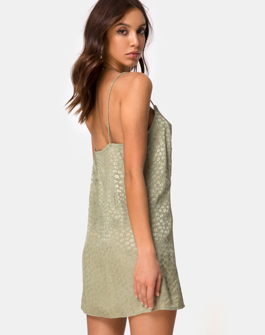 Image of Datista Slip Kleid aus Satin Ditsy Rose Sage
