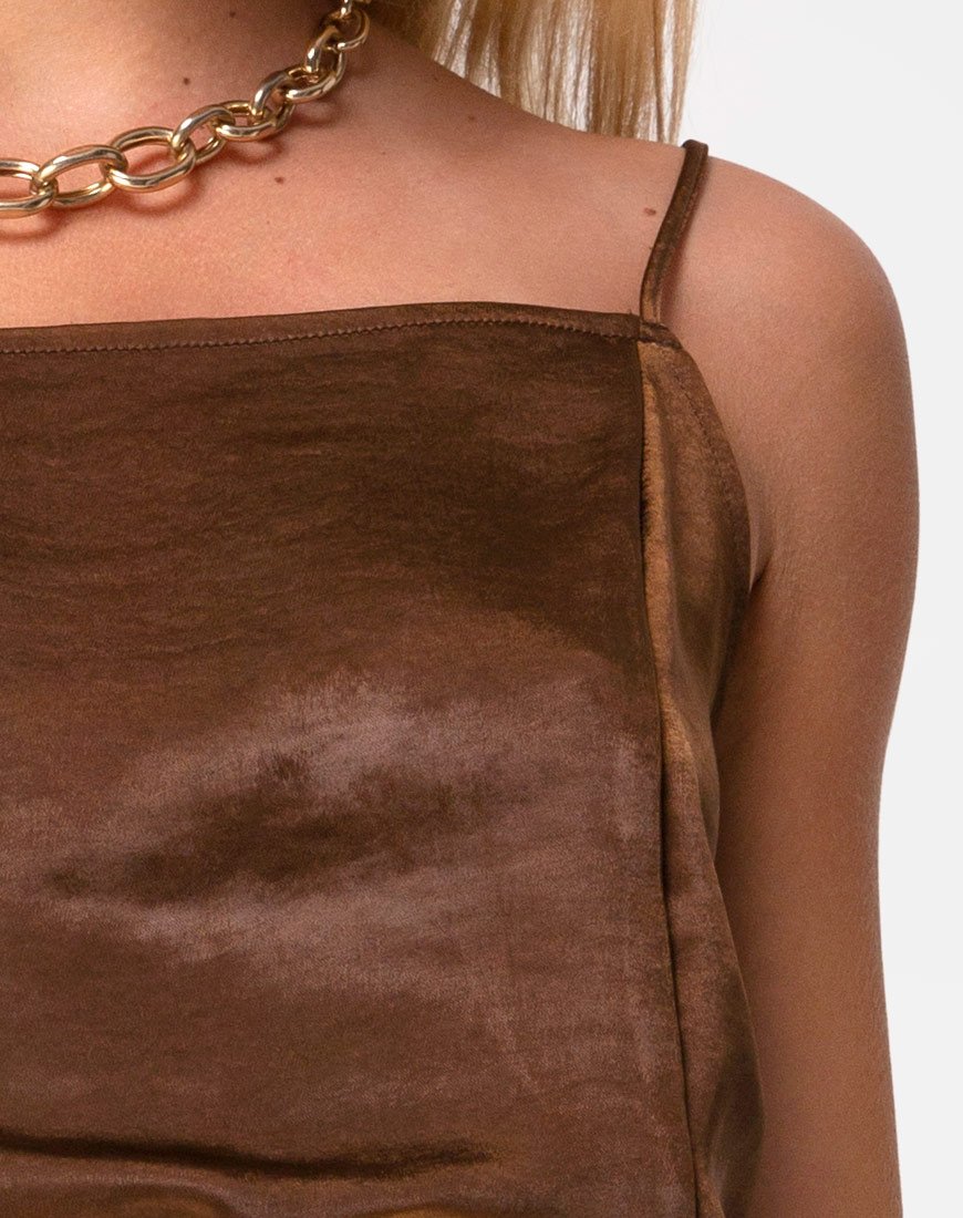 Image of Datista Slip Dress in Satin Braun
