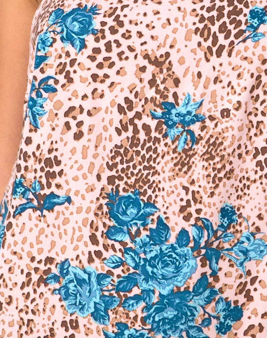 Image of Datista Minikleid in Dschungelblume Blau und Creme