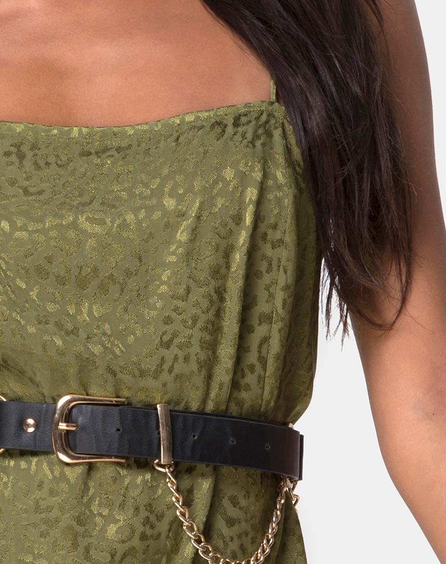 Image of Datista Slip Dress aus Satin Cheetah Khaki