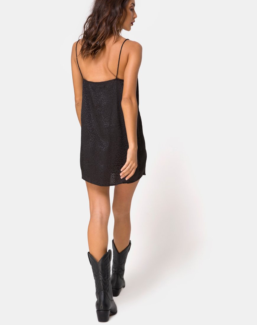 Image of Datista Slip Dress aus Satin Cheetah Schwarz