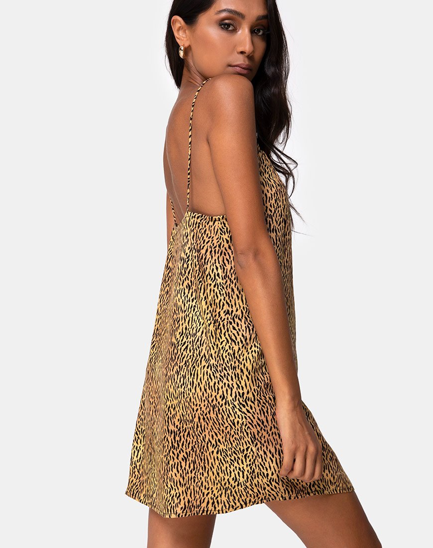 Datista Slip Dress in Mini Tiger Braun
