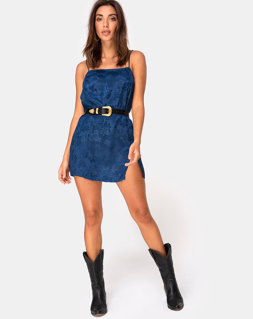 Bild von Datista Slip Dress in Satin Rose Navy