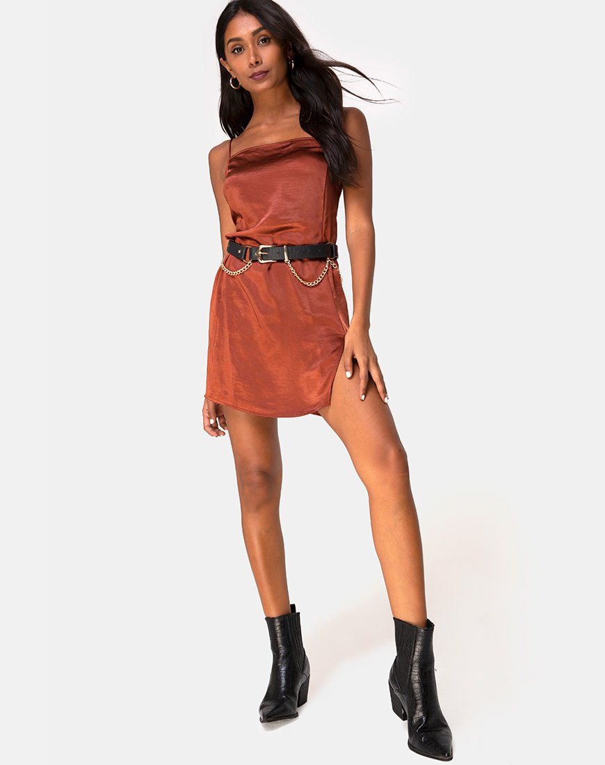 Image of Datista Kleid aus Satin Dunkel Rost