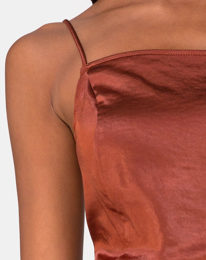 Image of Datista Kleid aus Satin Dunkel Rost