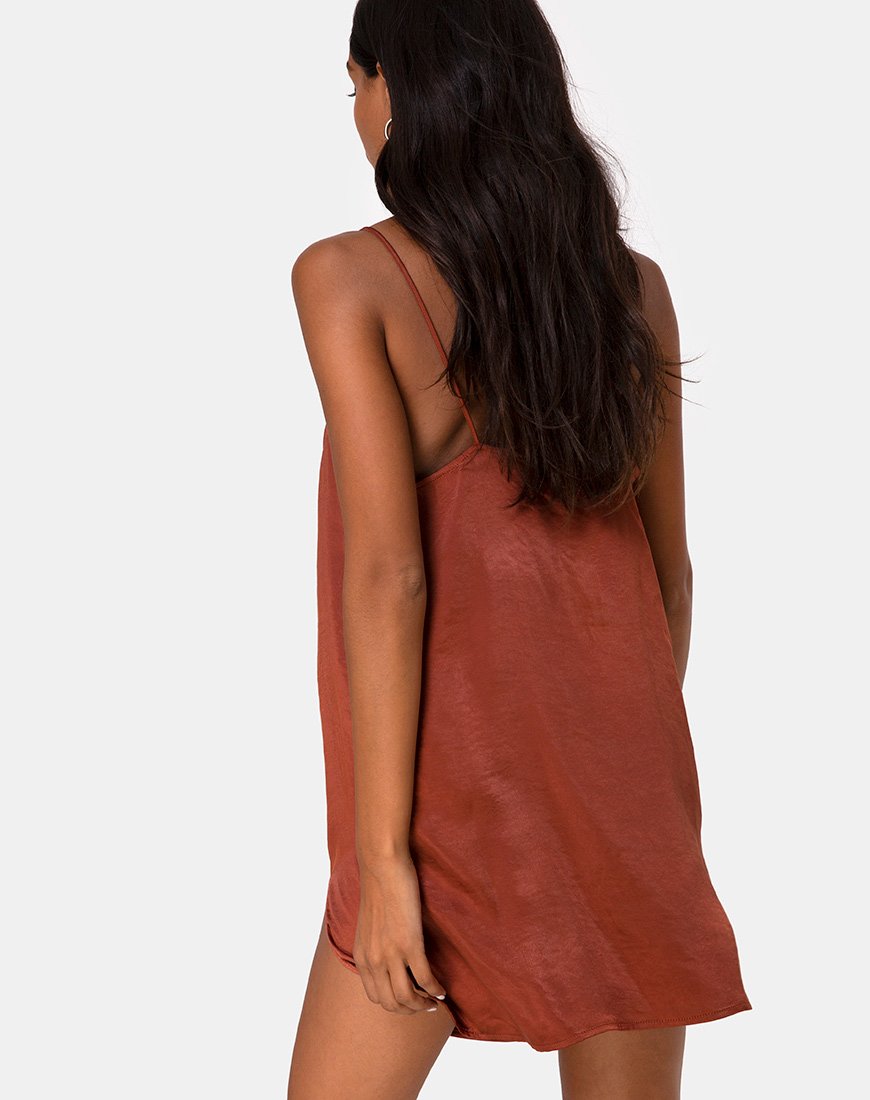 Image of Datista Kleid aus Satin Dunkel Rost