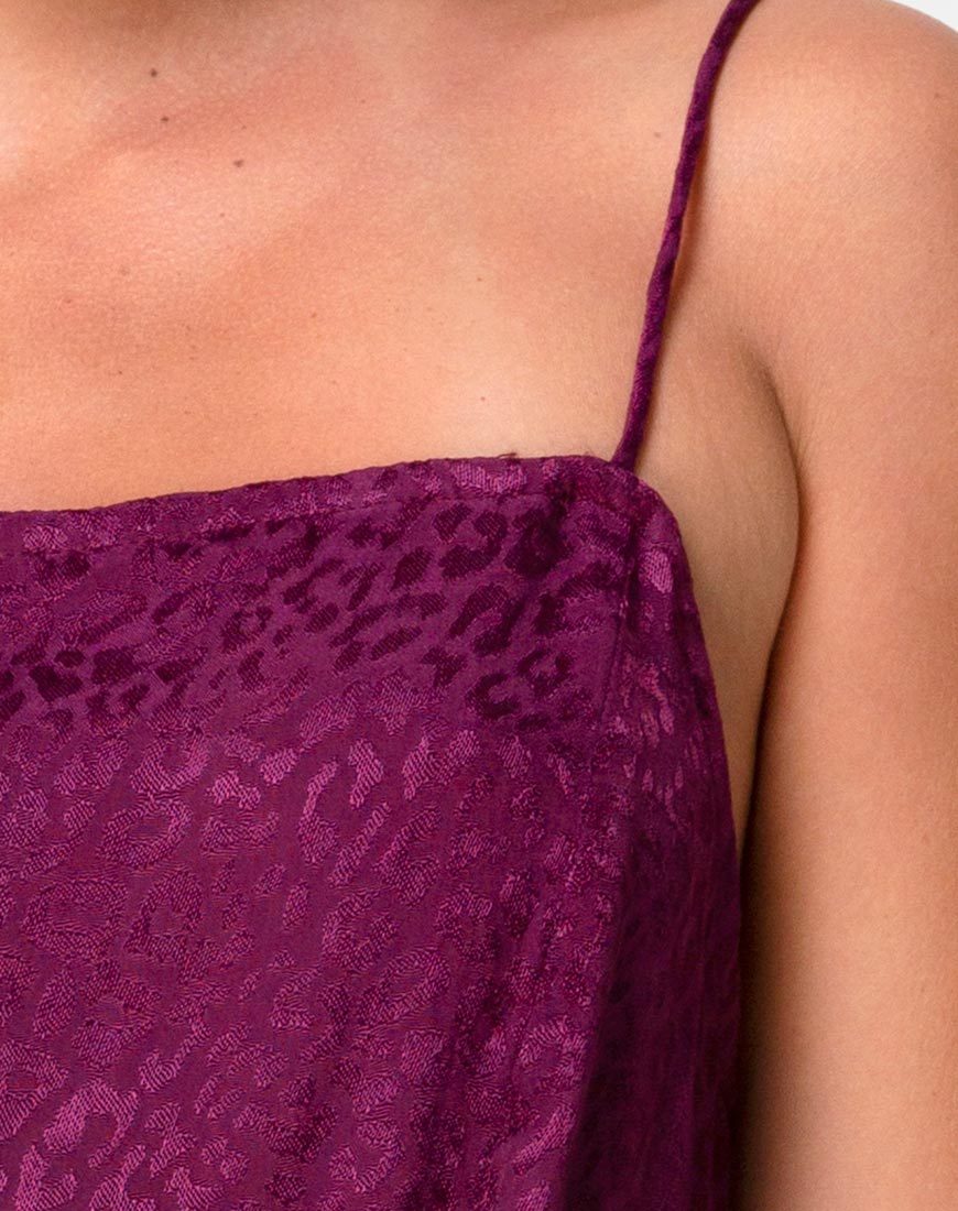Image of Datista Slip Dress aus Satin Cheetah Grape