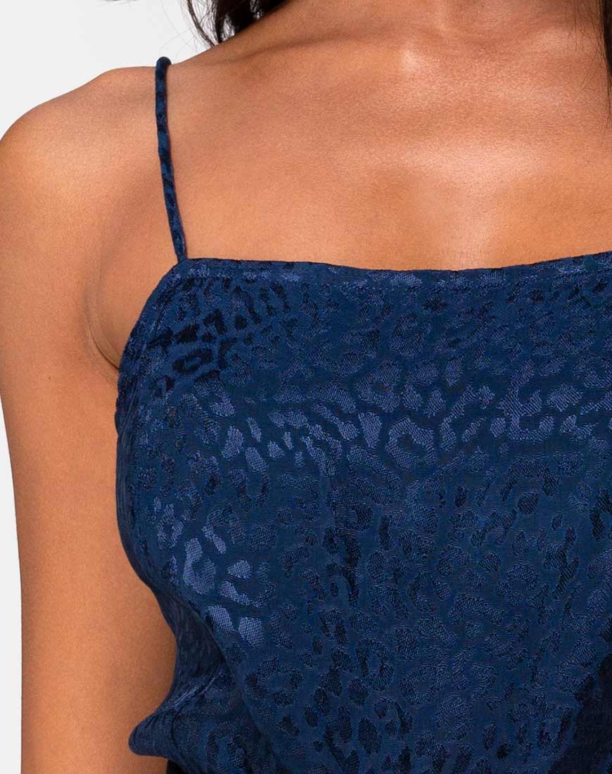 Image of Datista Slip Dress aus Satin Cheetah Navy