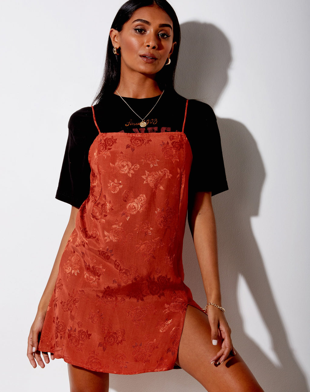 Datista Slip-Kleid aus Satin Rose Copper