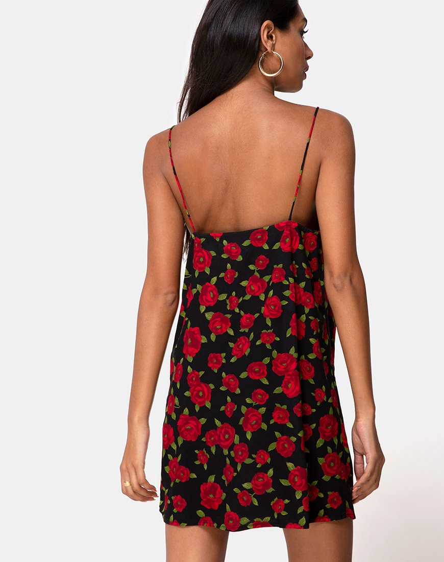 Image of Datista Slip Dress in Roaming Rose Schwarz