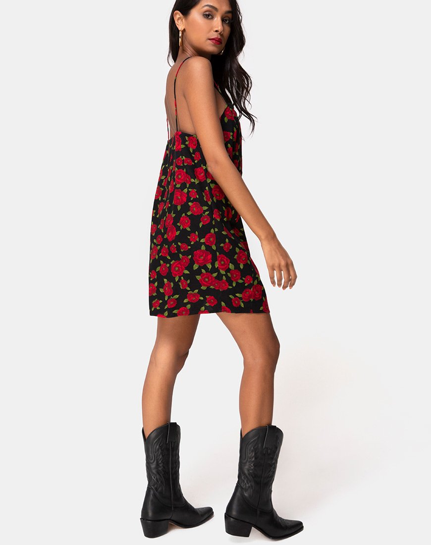 Image of Datista Slip Dress in Roaming Rose Schwarz
