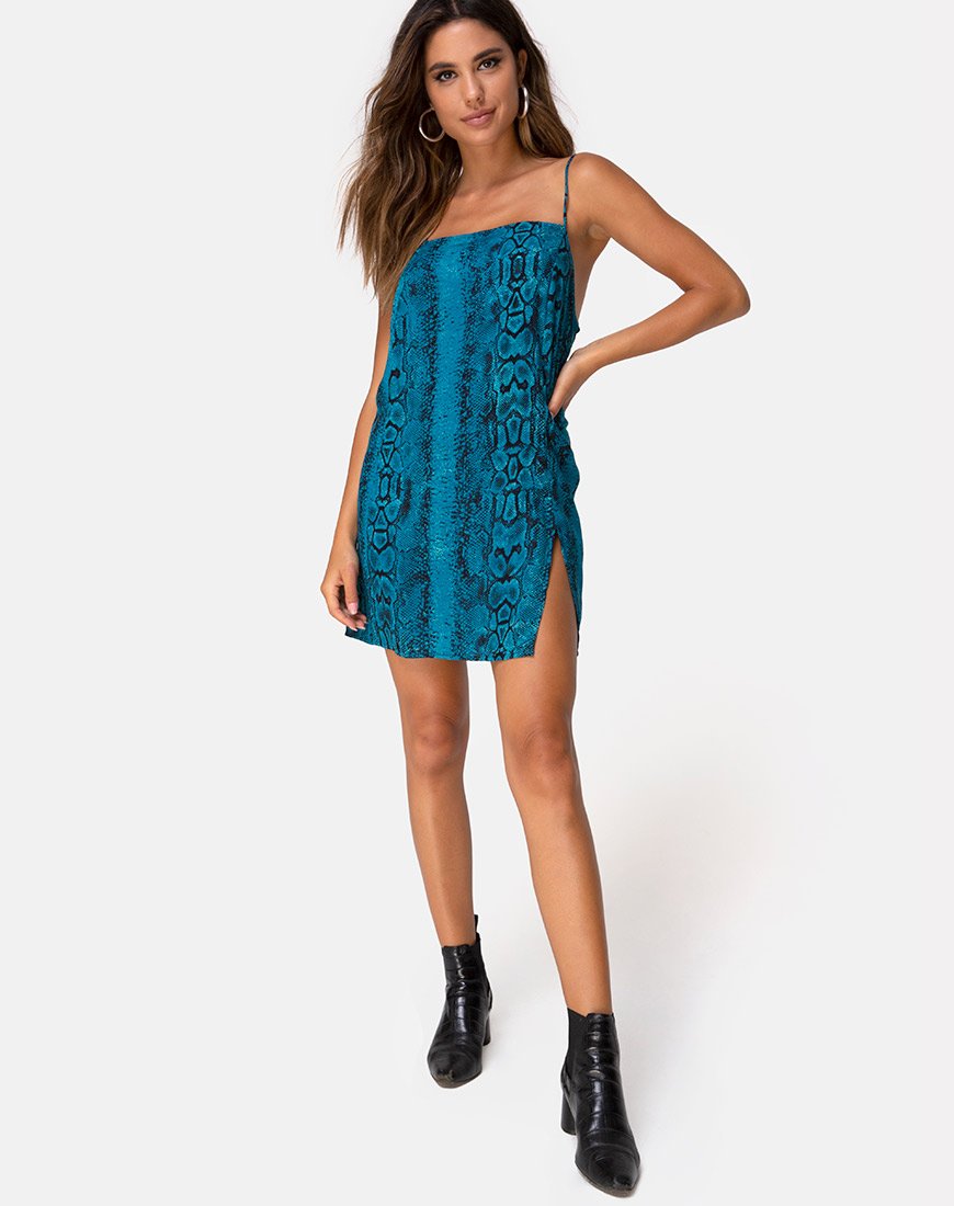 Image of Datista Slip Dress in Schlangenblau