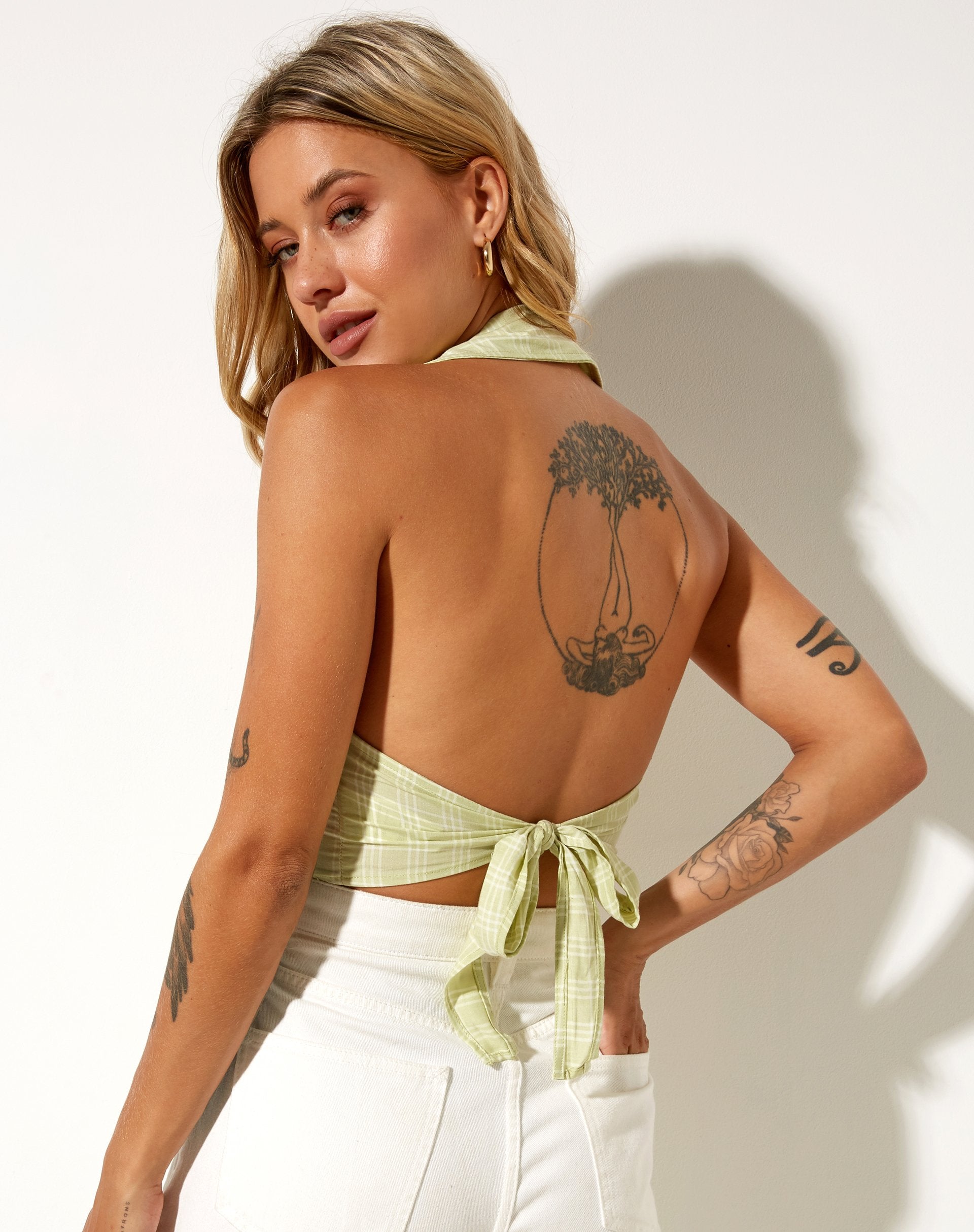 Image of Datri Crop Top in Salbei Karo