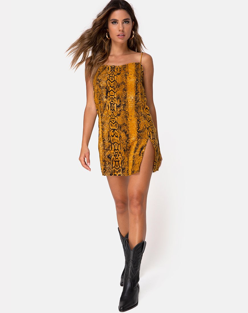 Bild von Datista Slip Dress in Snake Mustard