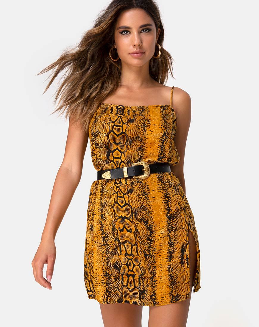 Bild von Datista Slip Dress in Snake Mustard
