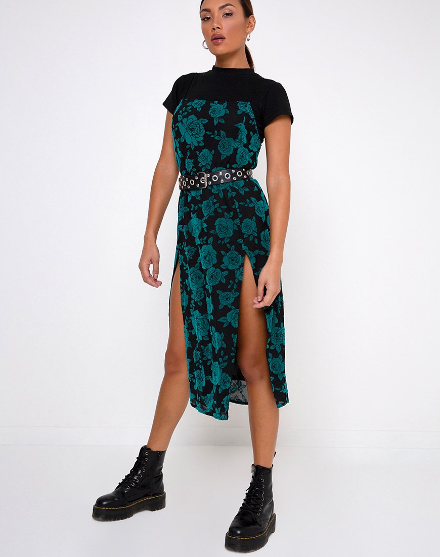 Daxita Midikleid in romantischem Rosa Flock Teal