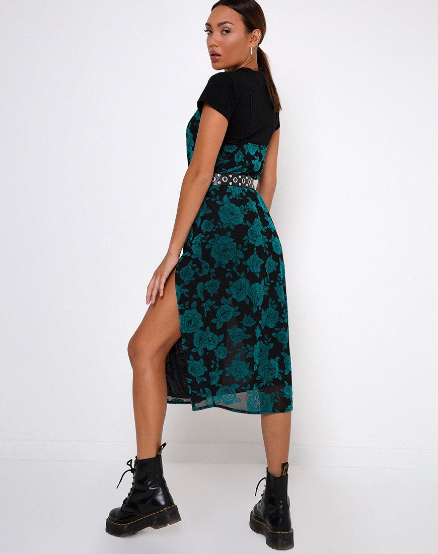 Daxita Midikleid in romantischem Rosa Flock Teal