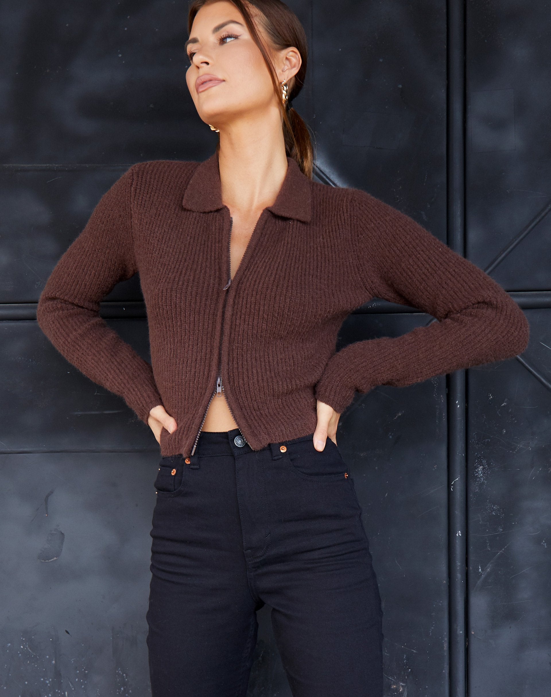 Bild von Tuzip Cardi aus Strick schokobraun