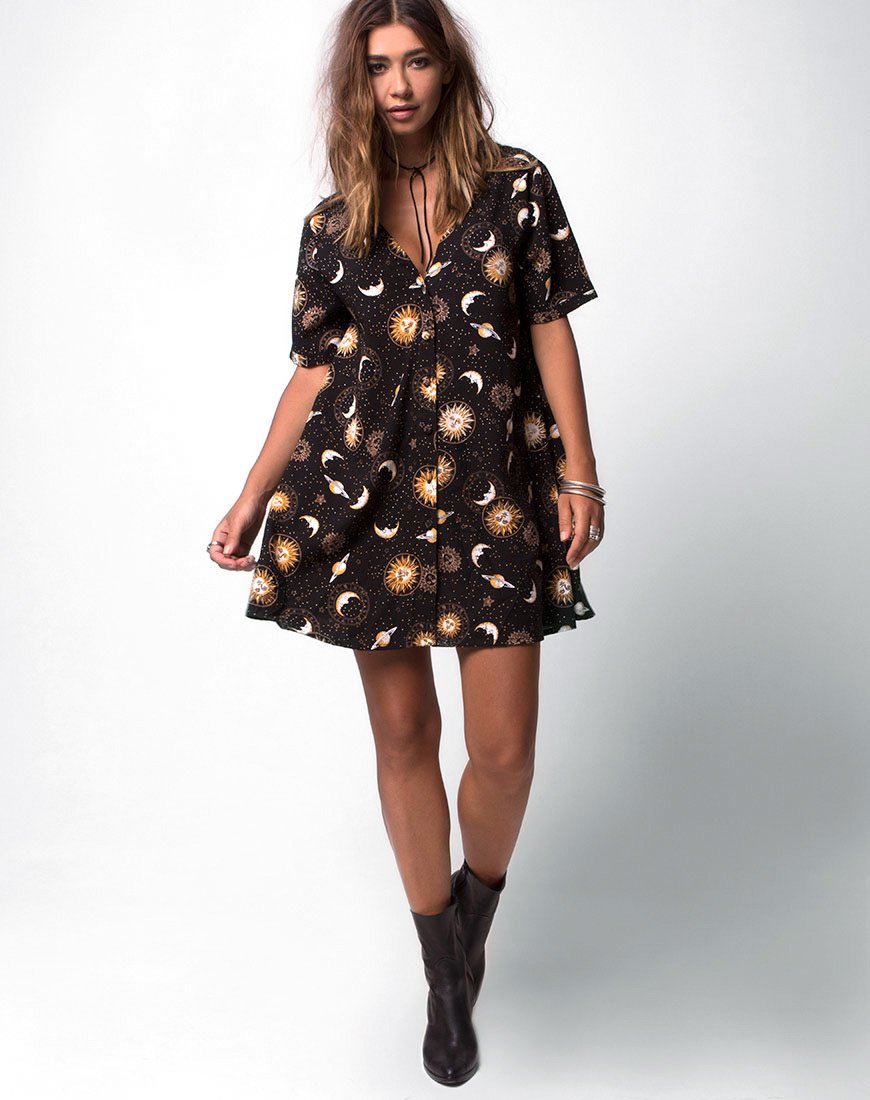 Bild von Crosena Swing Kleid in Solar System Schwarz