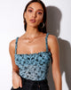 Bild von Delora Cami Top in Love Bloom Grau und Blau Flock