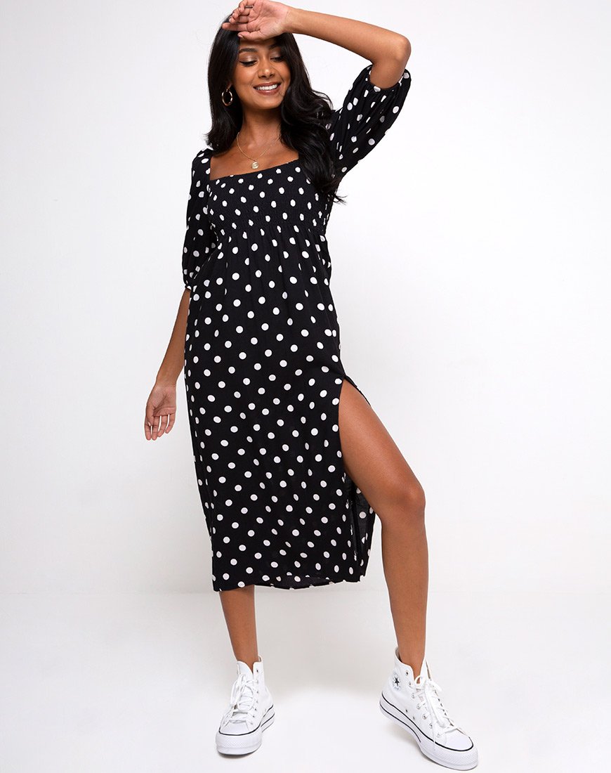 Bild von Deloya Midikleid in 80s Polka Schwarz