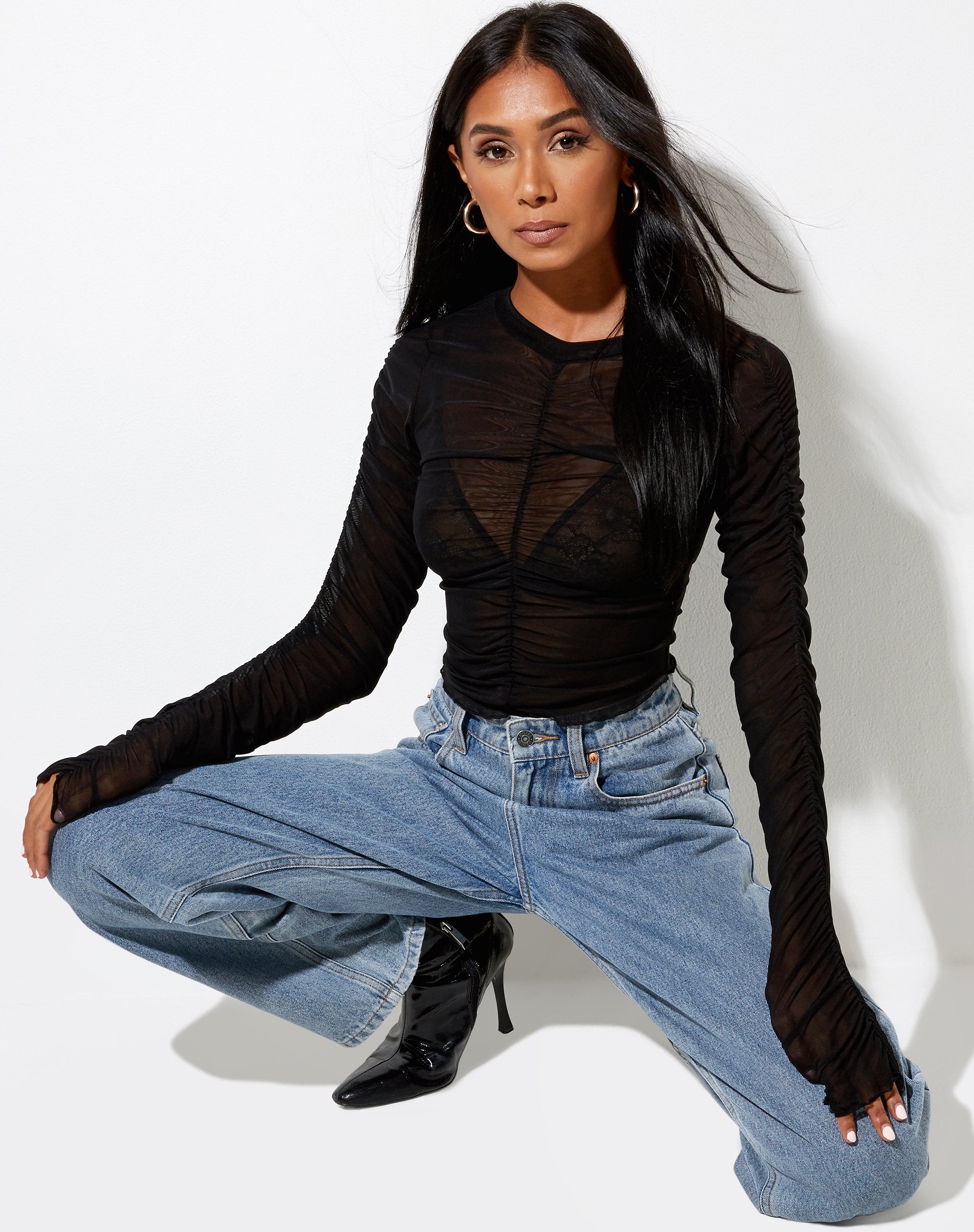 Bild von Deloya Top in Mesh Schwarz