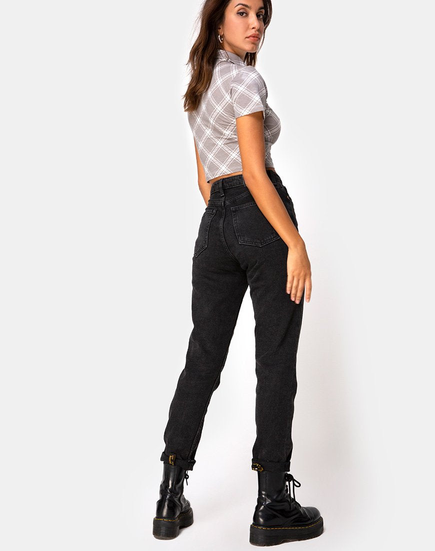 Bild von Dhen Crop Top in Grunge Check Taupe