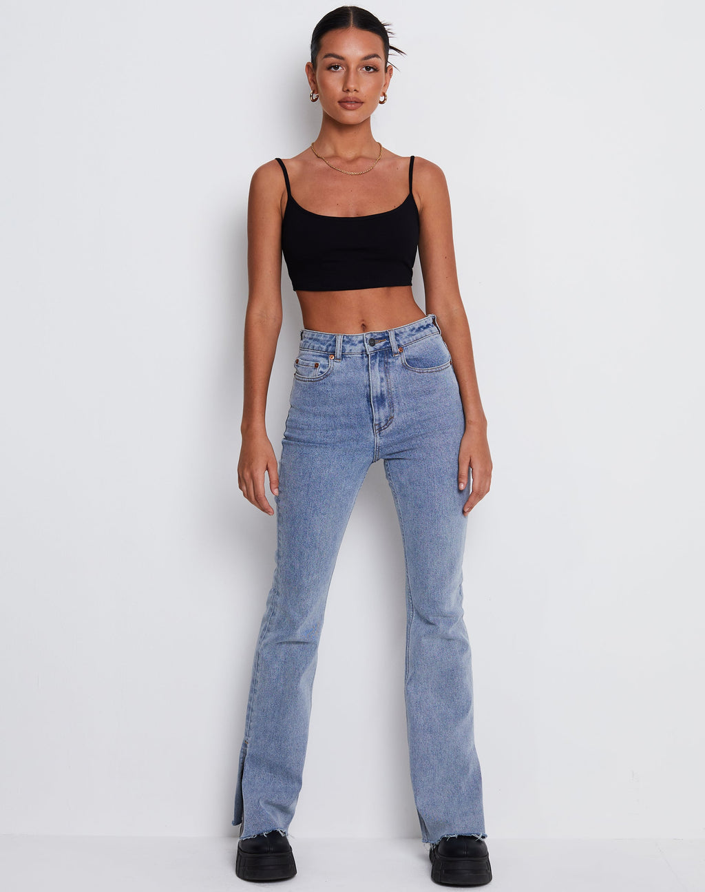Keenan Crop Top aus Lycra Schwarz