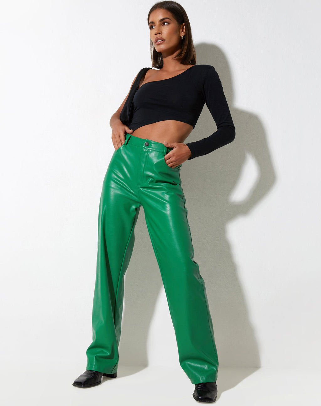 Zoka Lederhose in Pu Kelly Grün