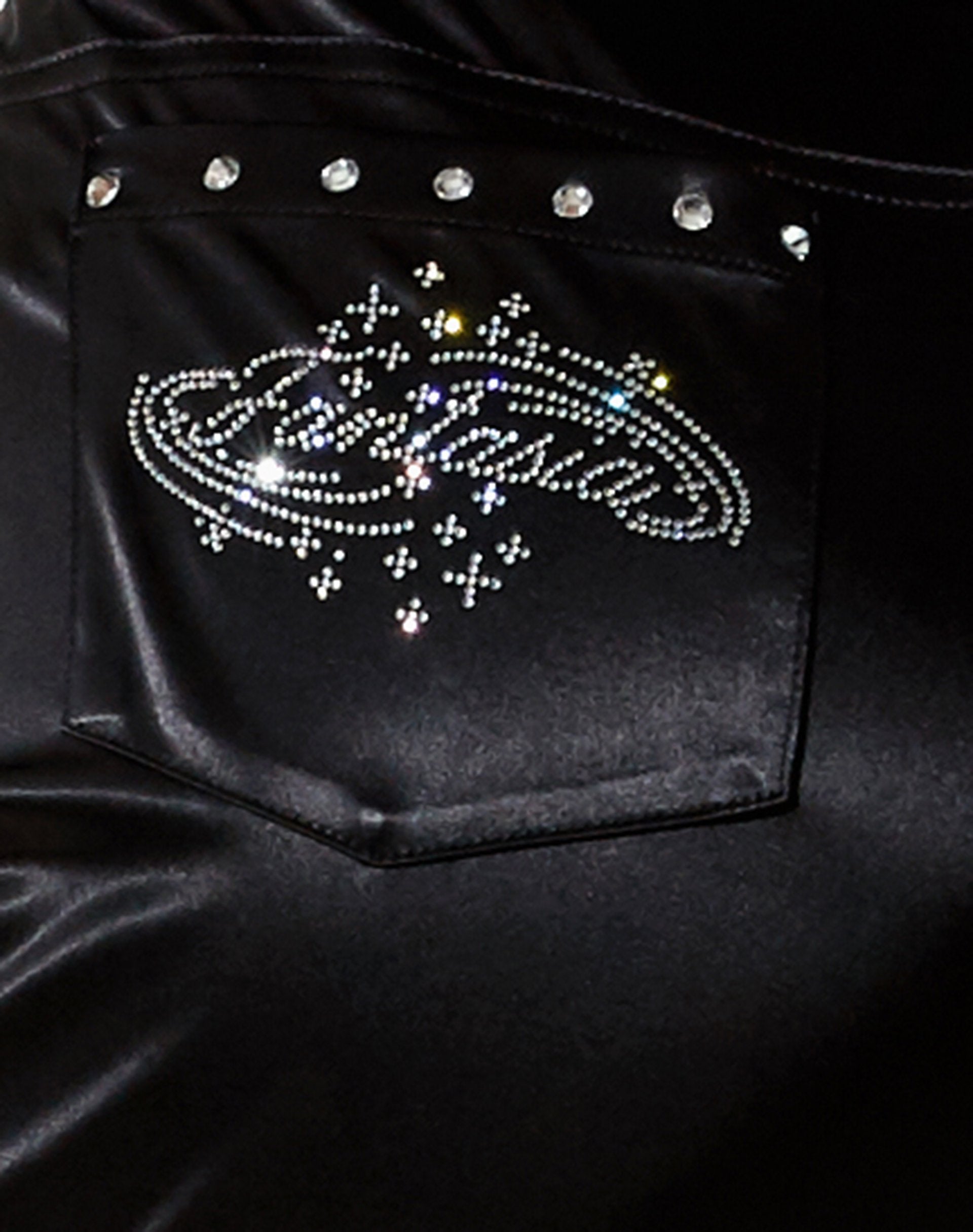 Image of Desta Hose aus Satin Schwarz Fantasia Diamante