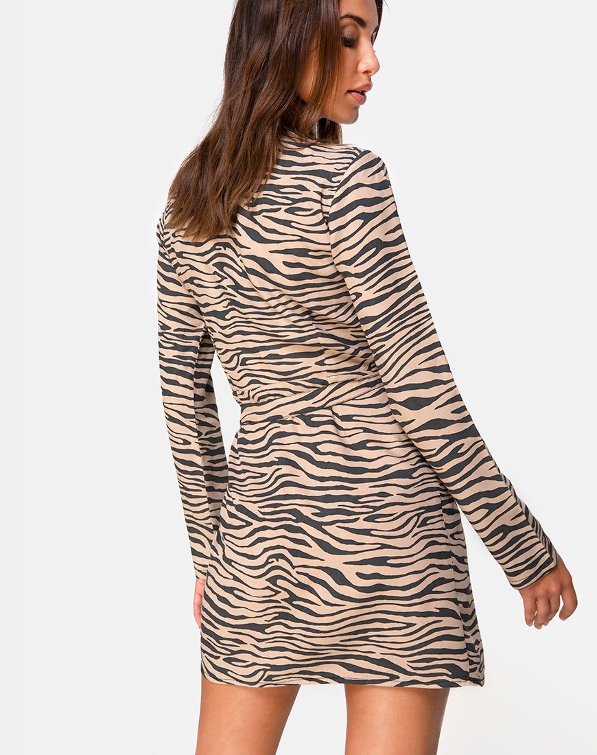 Bild von Deva Wickelkleid in 90s Zepra Taupe