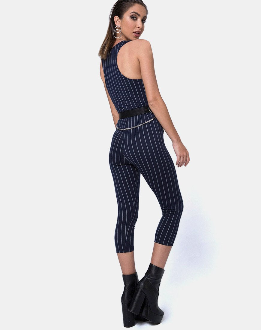 Bild von Devile Unitard in Nadelstreifen Navy