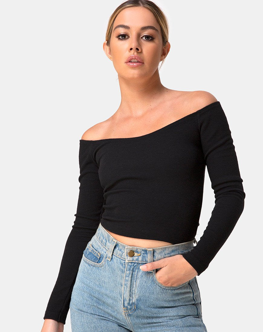 Devora Top aus schwarzer Rippe