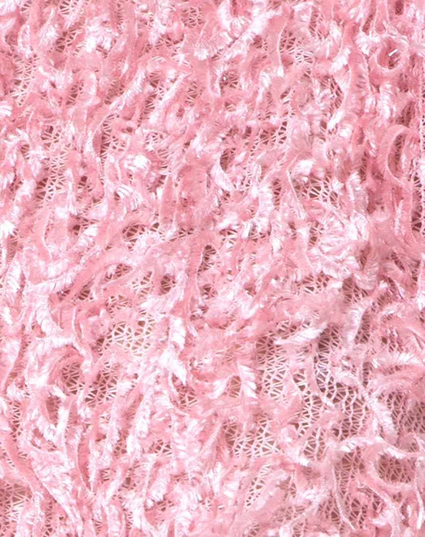 Image of Diabla Crop-Pullover aus Zottelstrick Sugar Pink