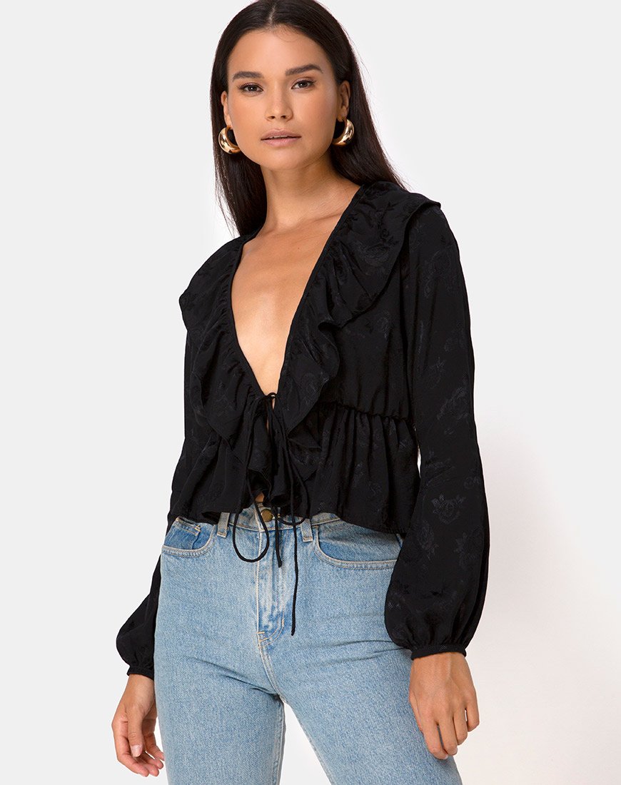 Diar Top in Satin Rose Schwarz