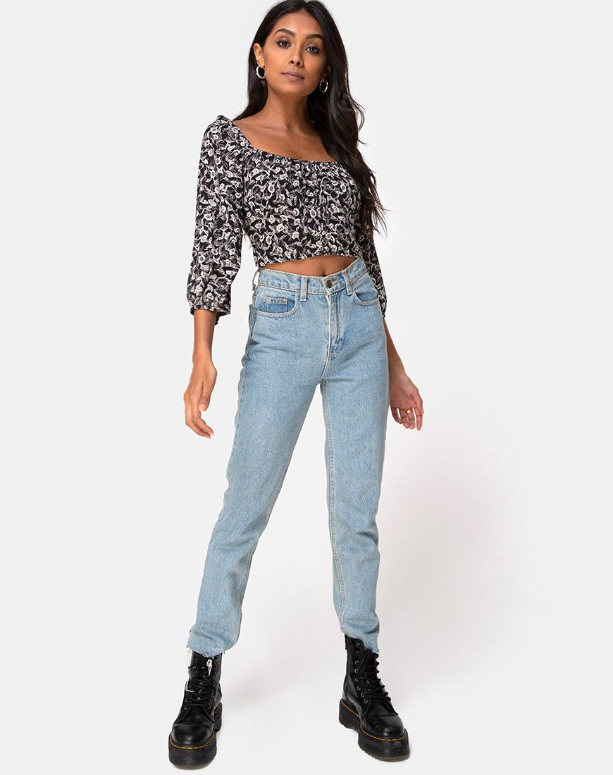 Bild von Dimen Crop Top In Wild Tulip Schwarz