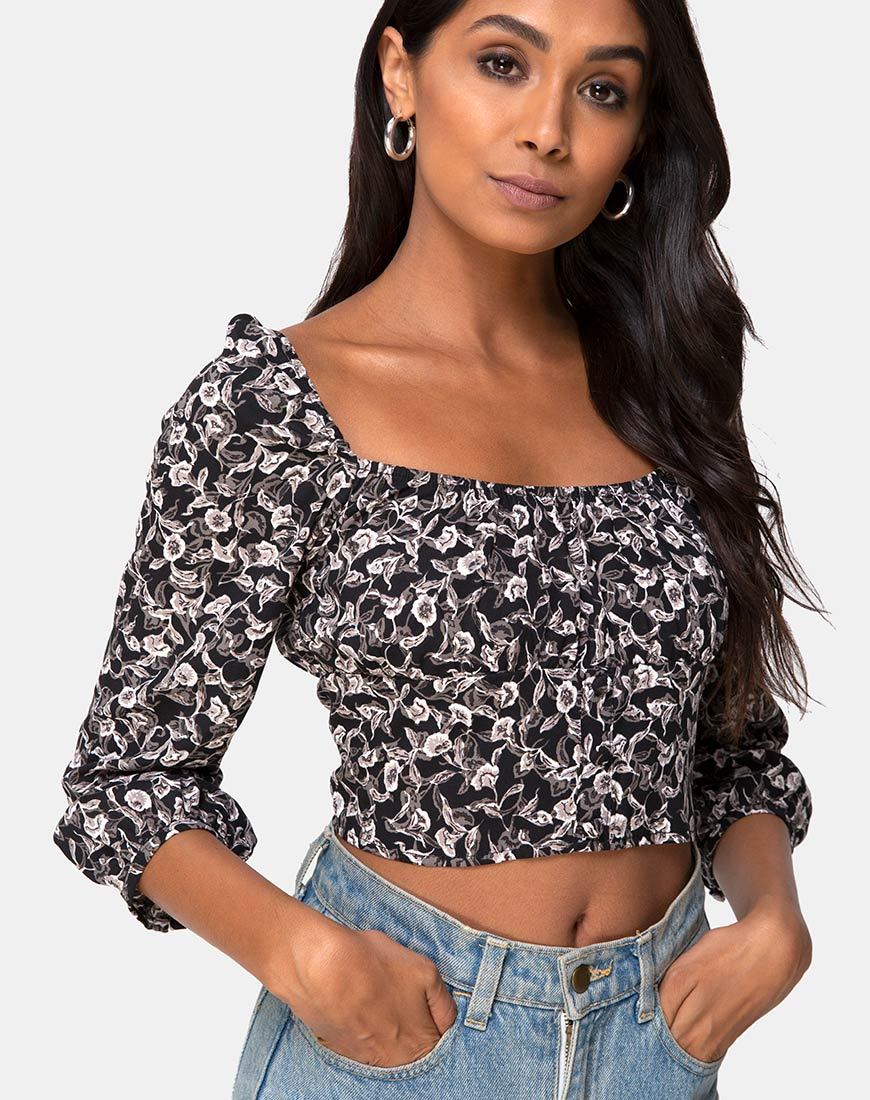 Dimen Crop Top In Wild Tulip Schwarz