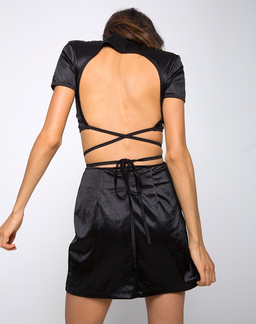 Dina Minirock aus Satin-Elasthan Schwarz