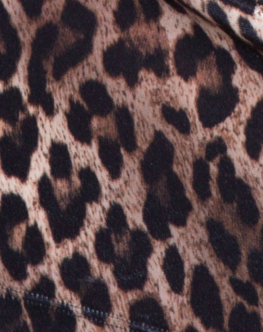 Bild von Lara Crop Top in Samt Braun Leopard