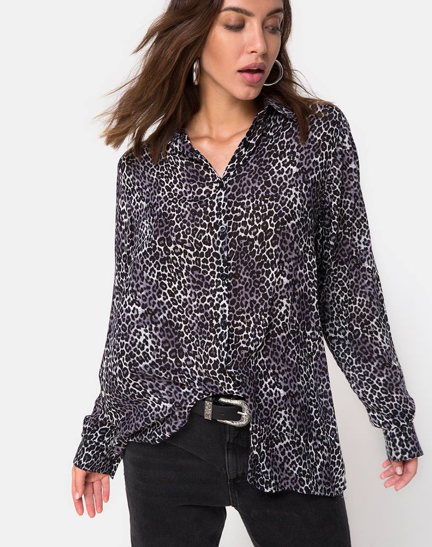 Disam Hemd in Rar Leopard Grau