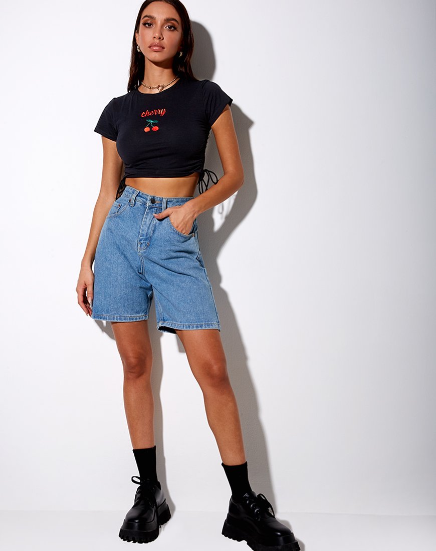 Image of Doga Crop Top in Schwarz Cherry Embro